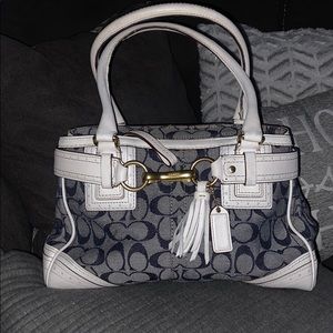 🕸Coach dark blue denim and white